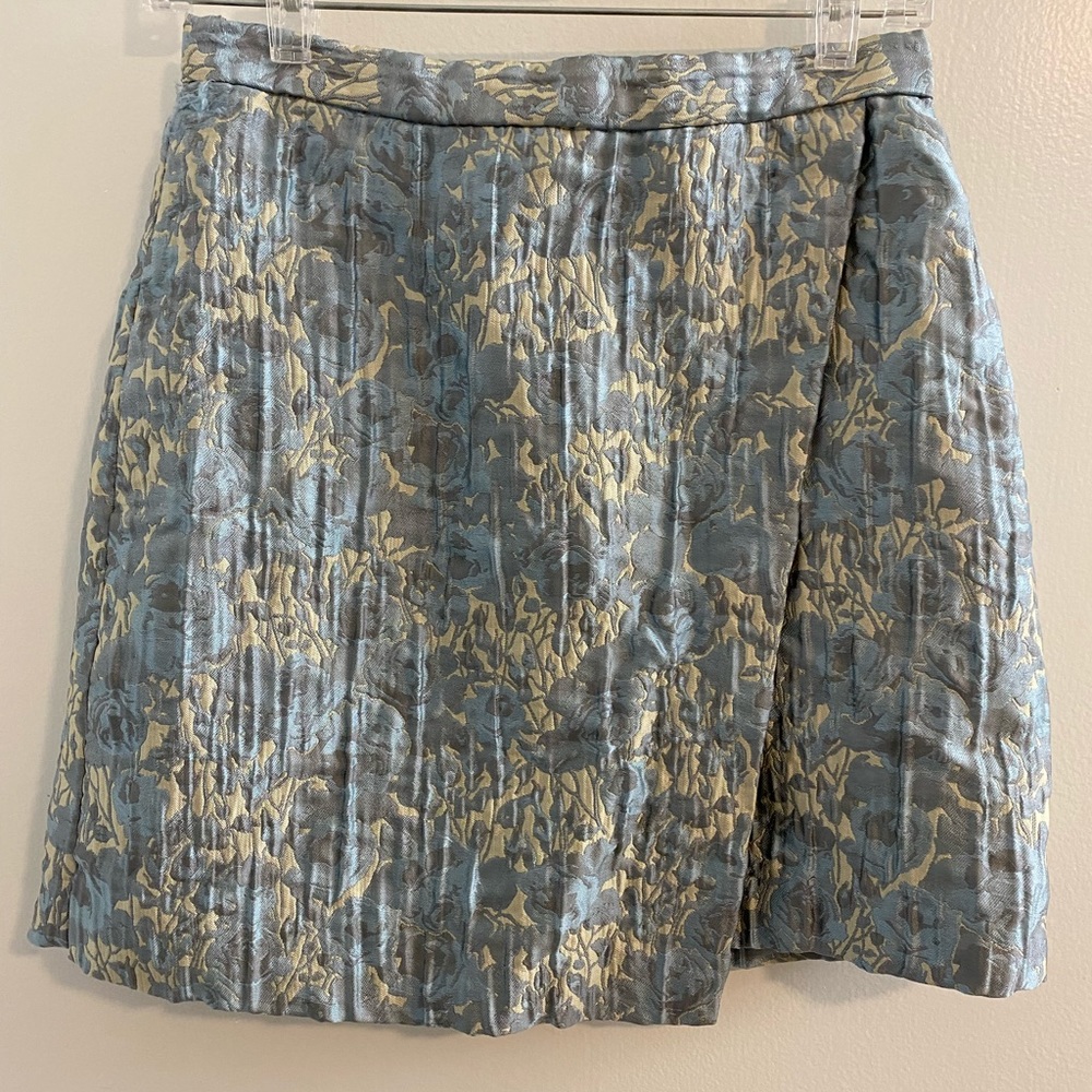 H&M vintage jacquard blue golden floral skirt